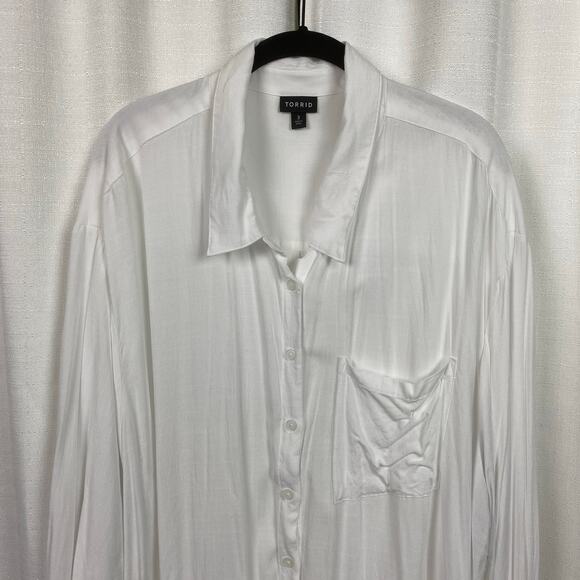 Torrid White Button Up Shirt Sz.3 - Picture 6 of 14